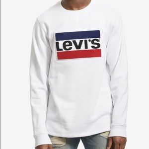 Levi’s Men Long Sleeve Print Logo White Sweatshirt size Large